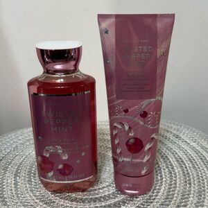 BBW Twisted Peppermint Body Cream and Body Wash Set of 2 NWT